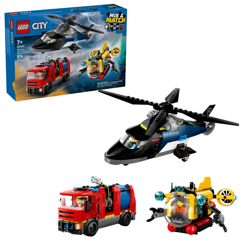 Lego® City - Helicopter, Fire Truck and Submarine Combination 60462
