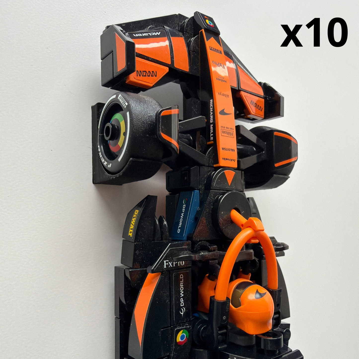 Pack of 10 Simple Wall Mounts for LEGO® Speed ​​Champions