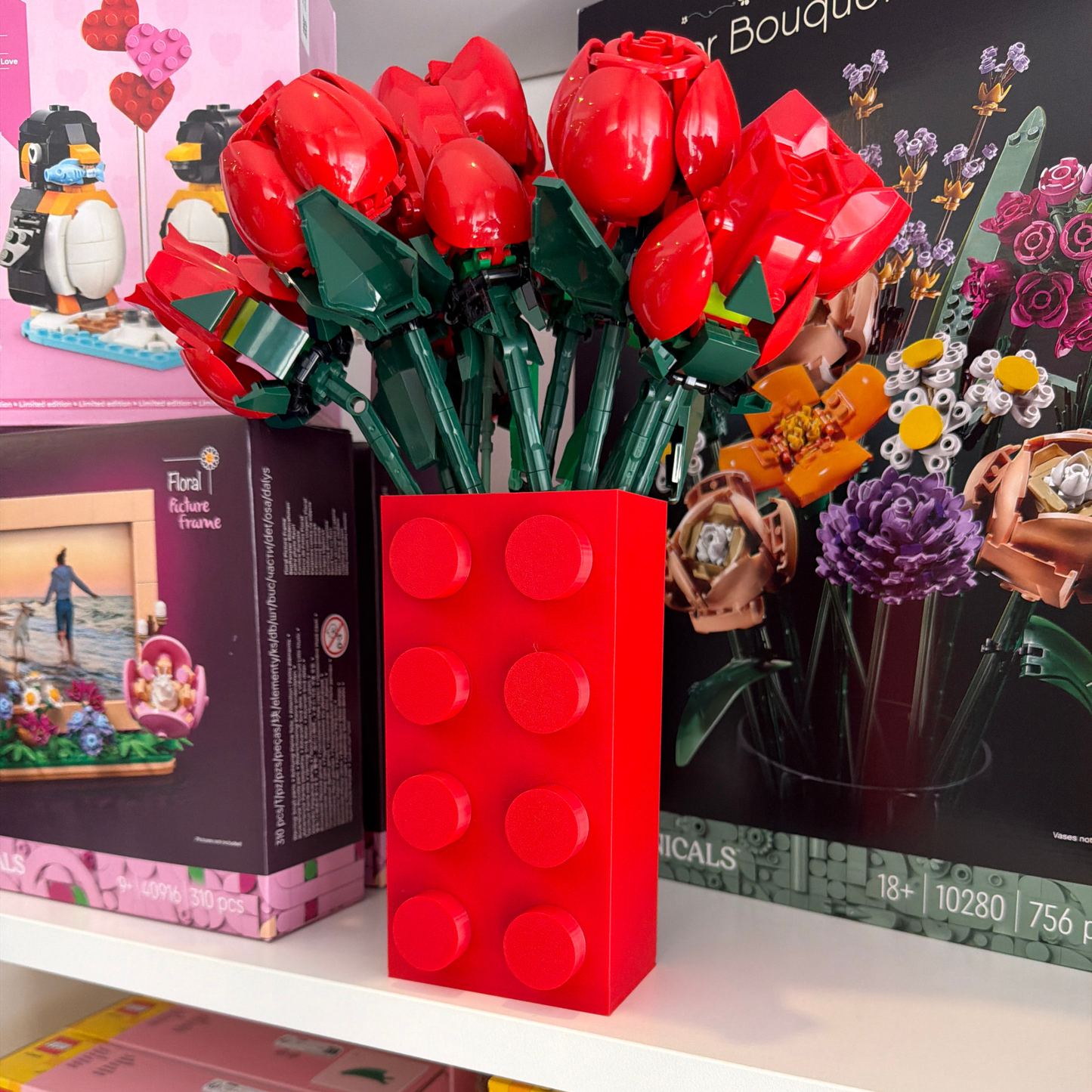 Vaso para Flores Lego Botanicals - Vermelho  - Formato Peça