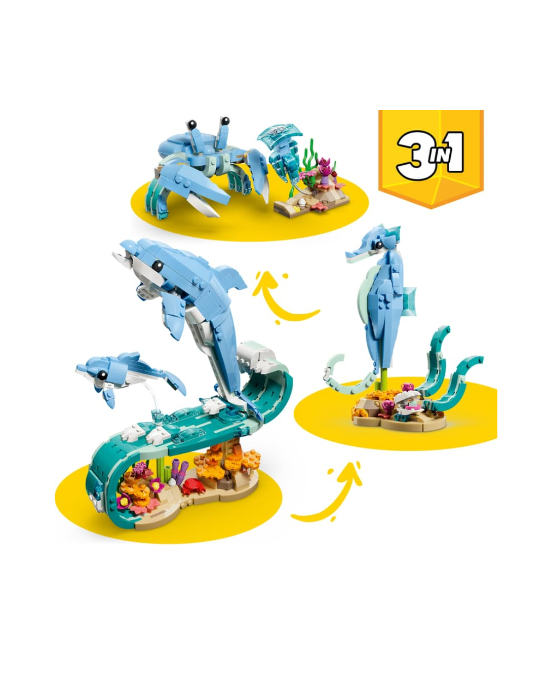 Lego® Creator 3 em 1 - Animais Marinhos: Golfinhos Encantadores 31385