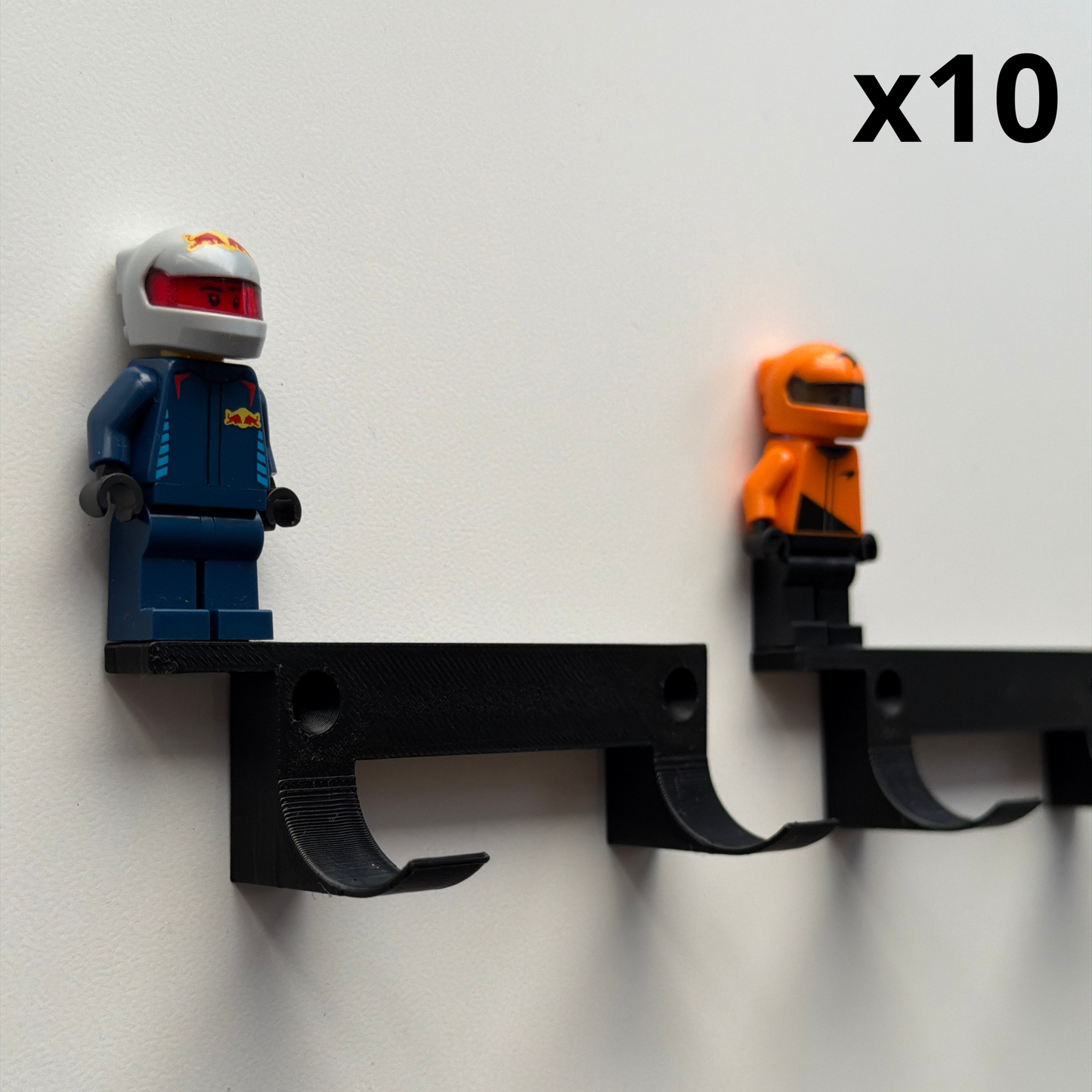 Pack x10 Unid. Suportes de parede para LEGO® Speed Champions com espaço para piloto