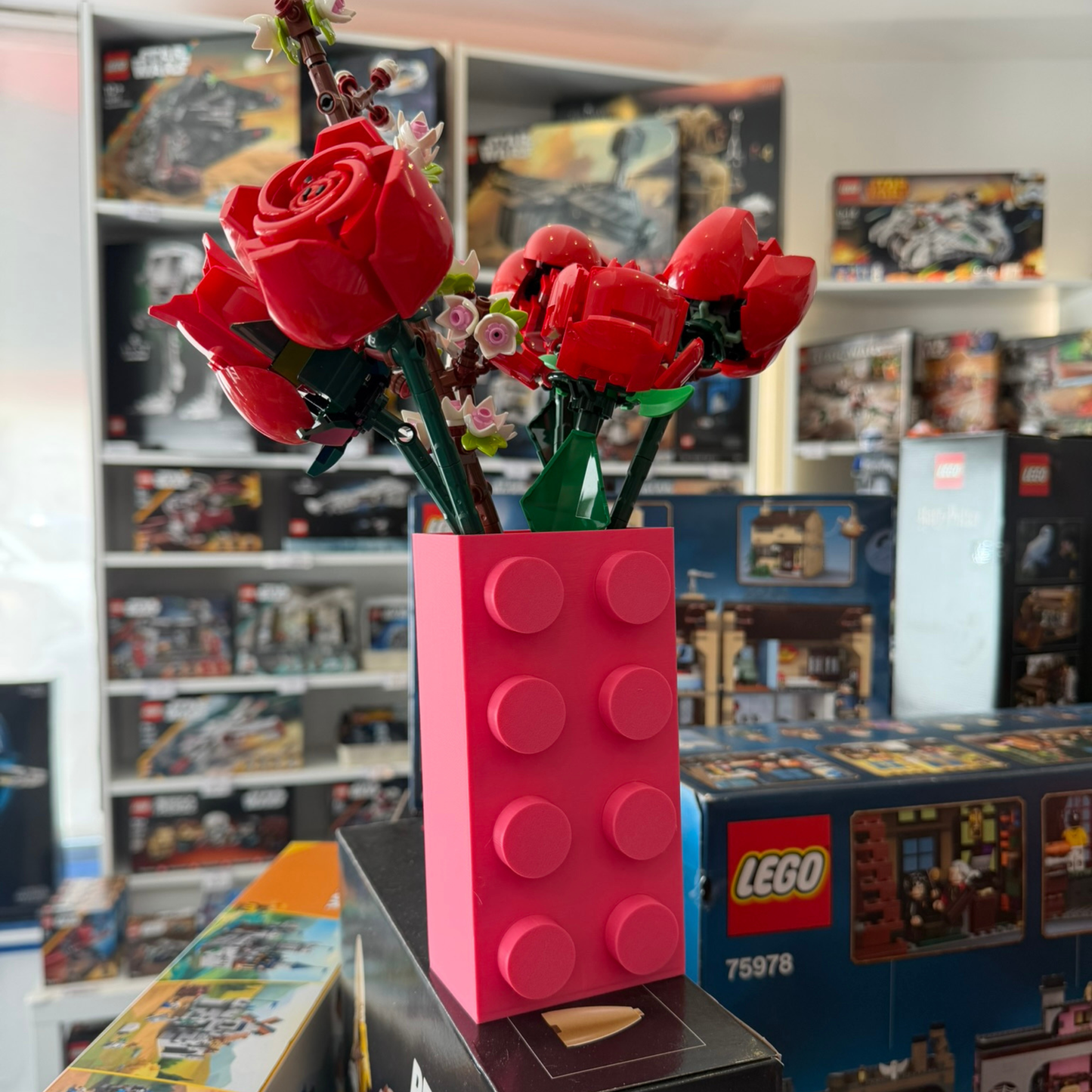 Vaso para Flores Lego Botanicals - Rosa - Formato Peça