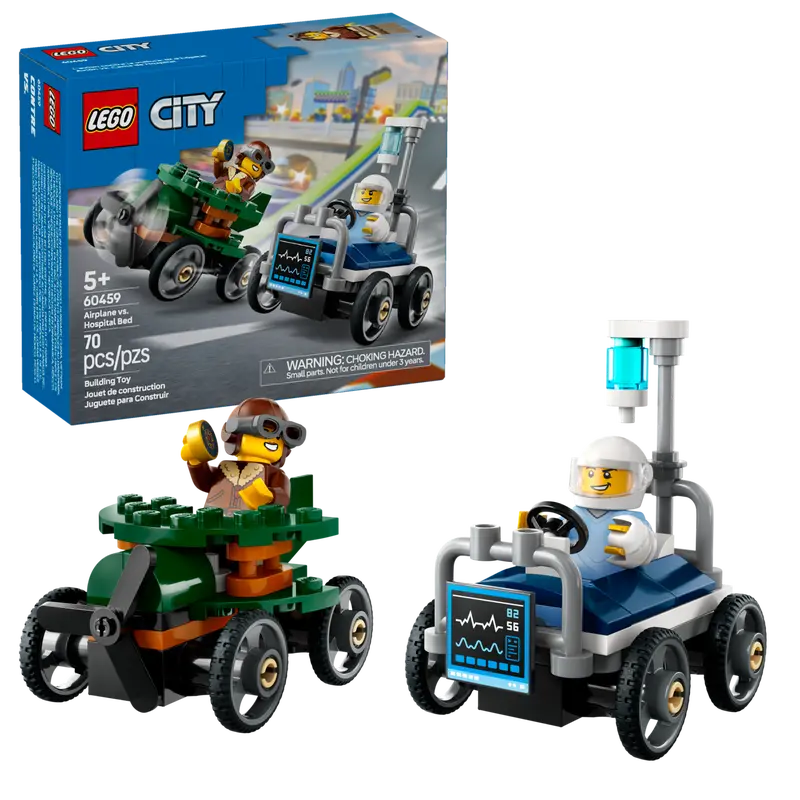 Lego® City - Pack de Carros de Corrida Aeronave vs. Cama de Hospital 60459